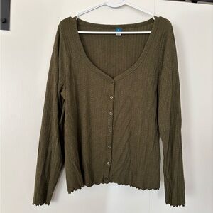 Old Navy Olive Ribbed Cardigan